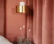 Pink and gold accents in the bedroom