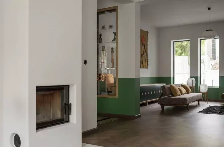 living area - fireplace room and living room