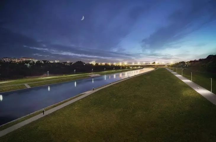 Visualization of the banks of the Warta River after greening the gabion band.
