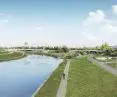 Visualization of the banks of the Warta River after greening the gabion band. 