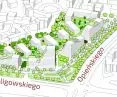 Visualization of the development on Opieńskiego Street in Poznań on the site after the shopping center