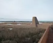 Observation tower allows you to watch birds in flight