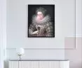 portrait of a Lady with bubble gum over a dresser