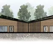 Kindergarten with nursery in Nagodzice, east elevation