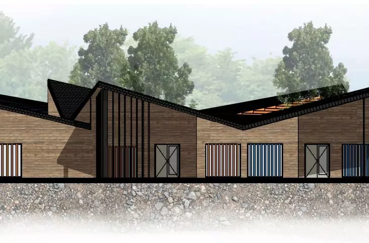 Kindergarten with nursery in Nagodzice, west elevation