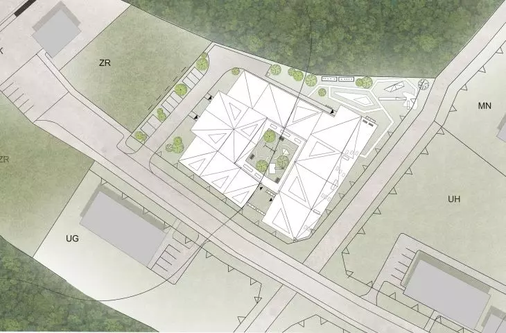 Przedszkole ze żłobkiem w Nagodzicach, plan zagospodarowania terenu