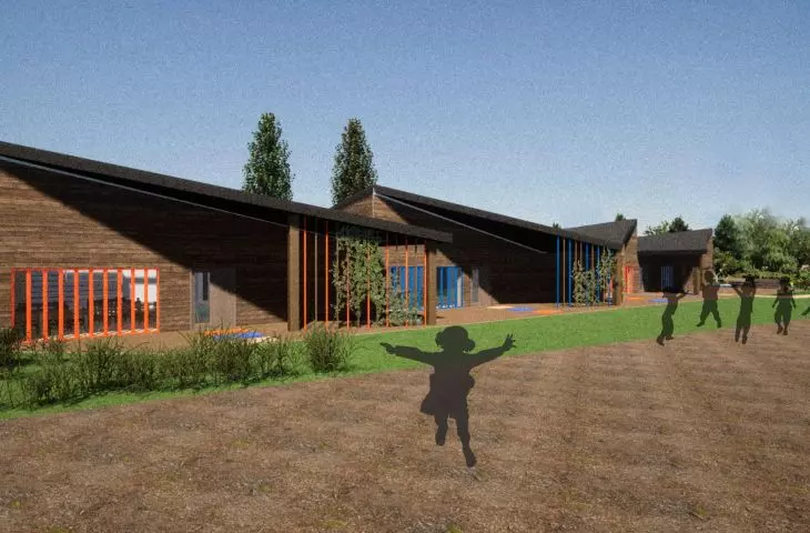 The facades are covered with wood and the roof is made of shingles