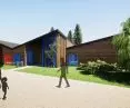 Sloping roofs are inspired by nearby mountains