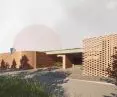 INvisible house with brick, openwork facade