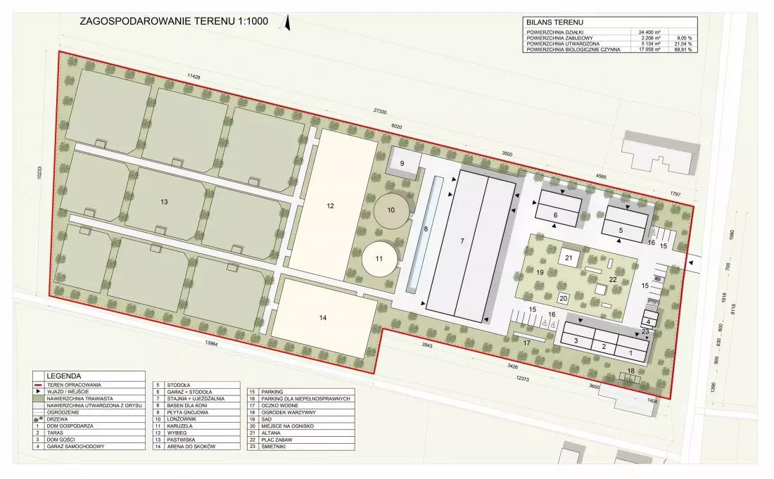 Hipoterapia Pogórze,
plan zagospodarowania terenu