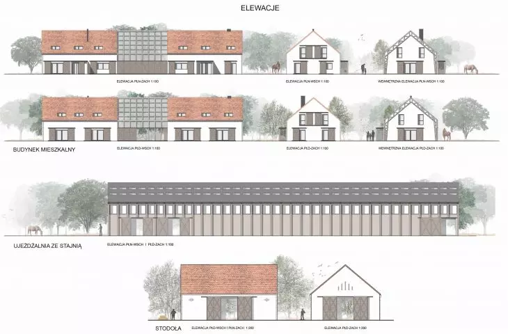 Hipoterapia Pogórze, elewacje budynków