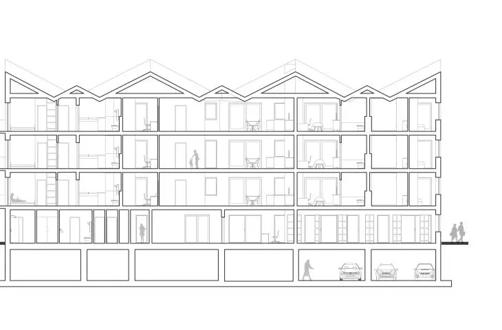House on Debinska Street, cross section