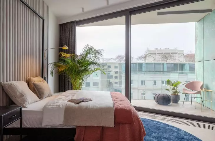 Apartament na warszawskim Powiślu, widok z sypialni