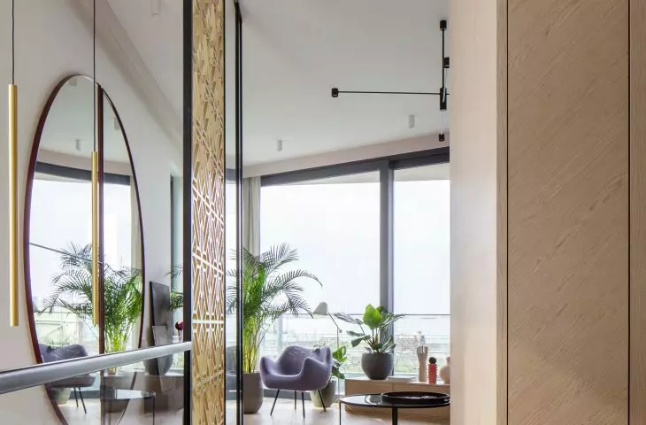 Apartament na warszawskim Powiślu, widok  z korytarza na salon