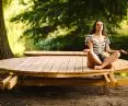 A platform for meditation and nature observation at Borusa Pond, a project by the team of Hugo Kowalski and Nikolai Stępień