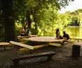 A platform for meditation and nature observation at Borusa Pond, a project by the team of Hugo Kowalski and Nikolai Stępień