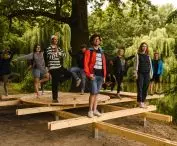 A platform for meditation and nature observation at Borusa Pond, a project by the team of Hugo Kowalski and Nikolai Stępień