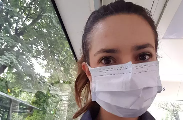 Editor Ola Kloc on the streetcar on her way to the editorial office