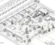 Aksonometria projektu osiedla na wrocławskim Sępolnie
