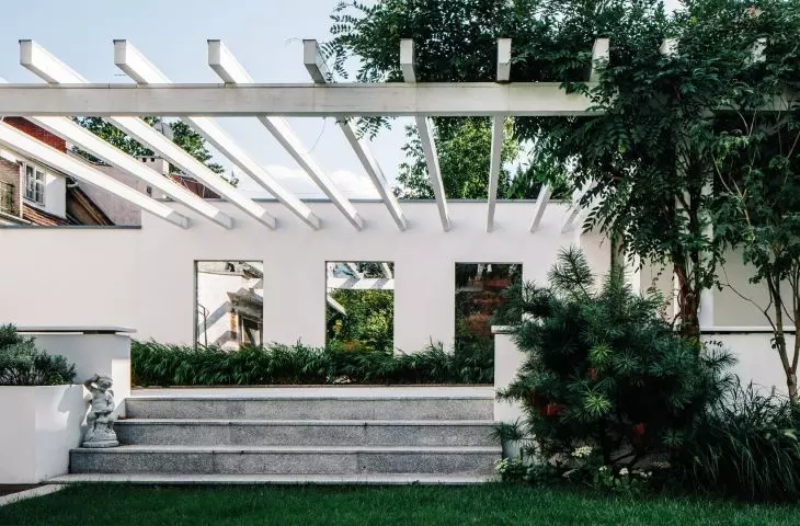 The villa was extended from the garden