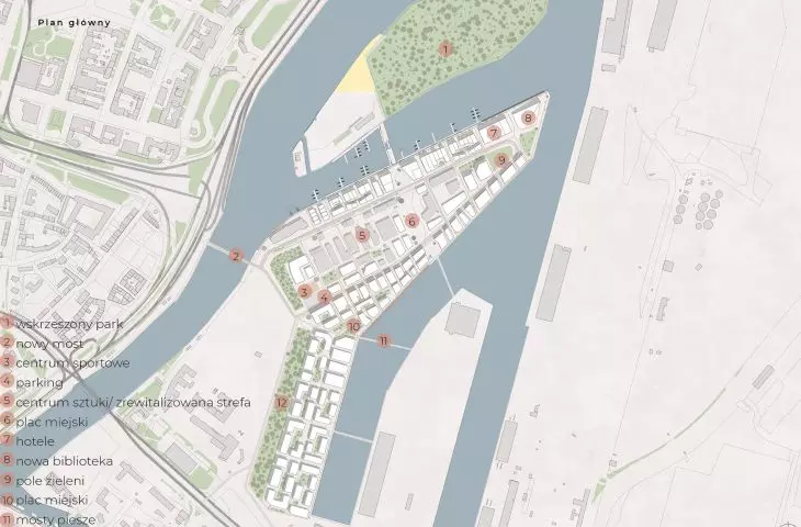 Łasztownia, plan główny