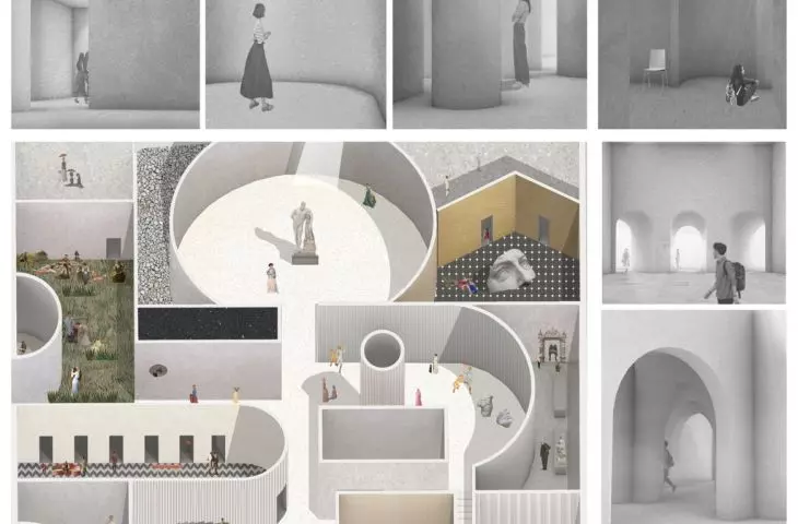 Atheneum w architektury w Kopenhadze, zestawienia wnętrz