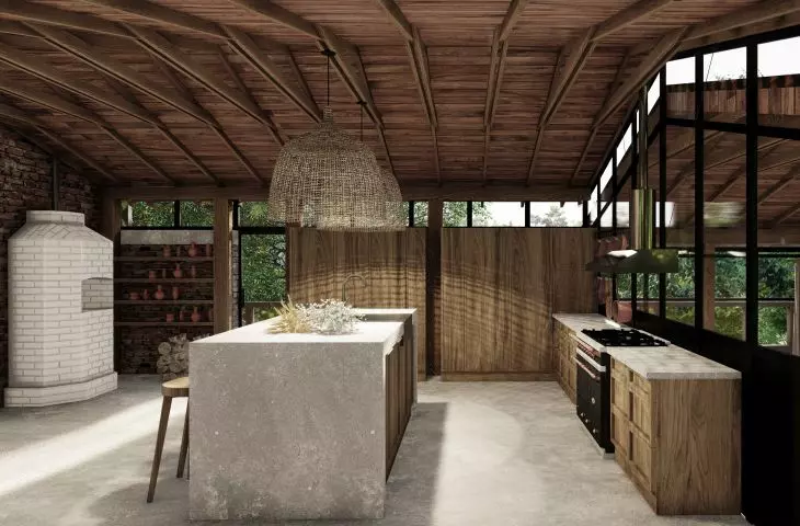 The kitchen is located on the first floor