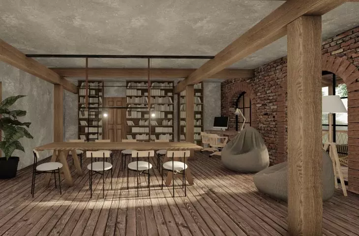 Adaptacja młyna we wsi Kula-Młyn, biblioteka