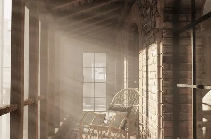 Balkon w adaptowanym budynku