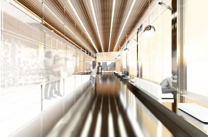 Kielce railway station, linear lighting