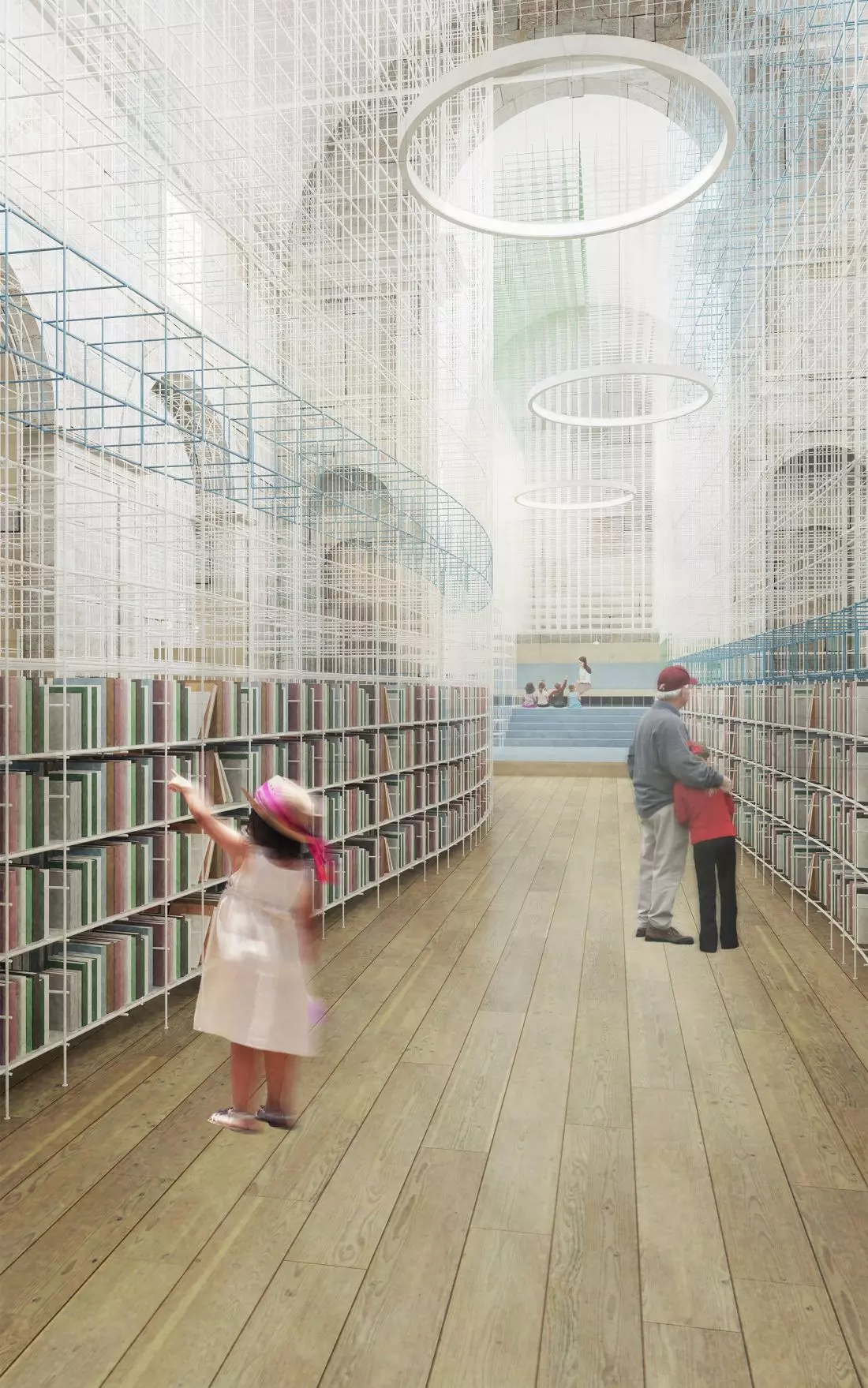 Adaptacja wnętrz dawnego
klasztoru św. Moniki w Lizbonie, biblioteka
