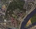 Mapa pokazująca lokalizację CDP, filharmonii i terenów parkowych