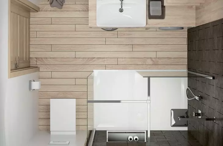 Corner cabin based on two TX5b series walk-in cabins and through bracket