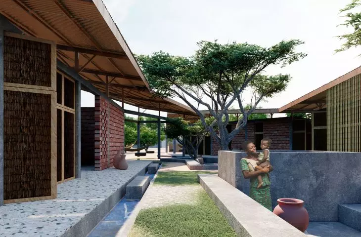 Women's House project in Senegal, rainwater tanks and terraces