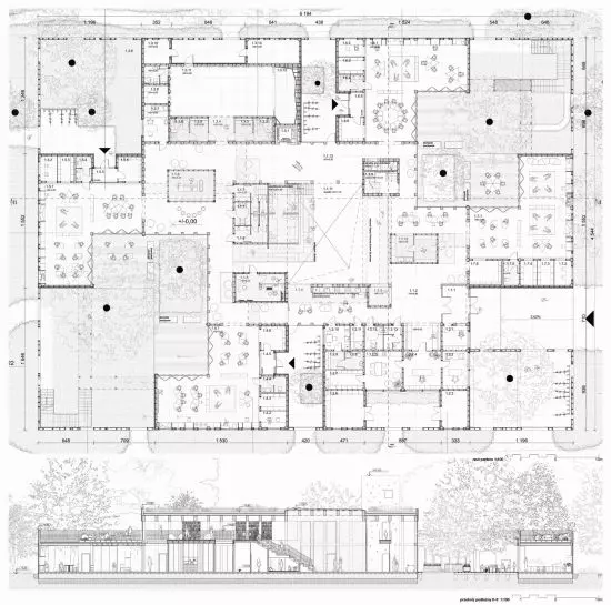 rzut first floor plan and cross-section