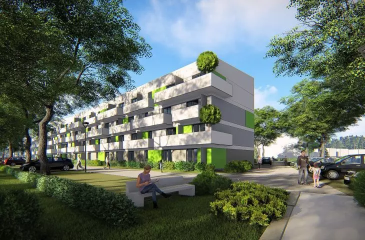 Municipal housing estate on Opolska Street in Poznań - visualization