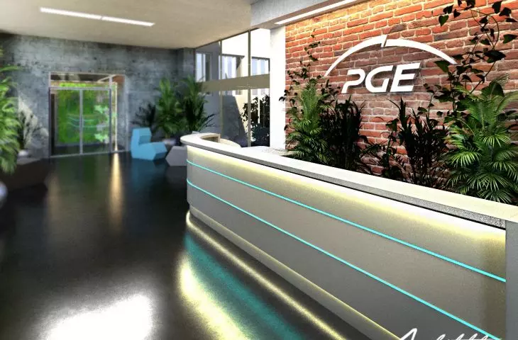Projekt programowo przestrzennej przebudowy oraz rozbudowy Budynku Usług Technicznych (Oddział Elektrociepłowni w Gorzowie Wlkp.)  Projektowany Punkt Obsługi Interesanta PGE w połączeniu z istniejącym układem funkcjonalno-przestrzenny.