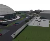 Projekt lodowiska w Opolu, widok z lotu ptaka