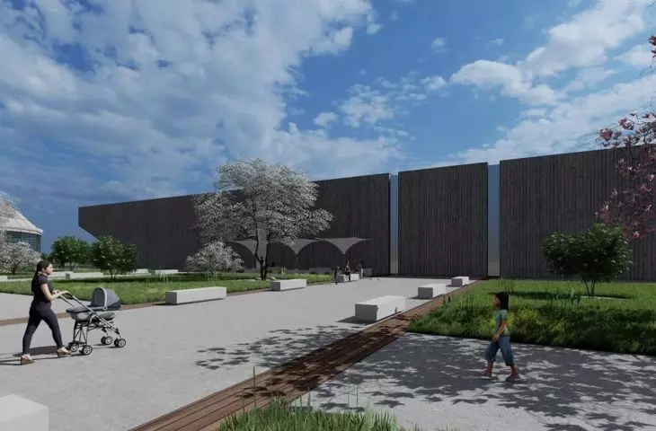 Projekt lodowiska w Opolu, elewacja z betonu architektonicznego