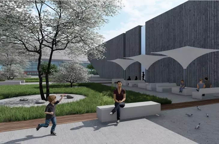 Projekt lodowiska w Opolu, elewacja zachodnia