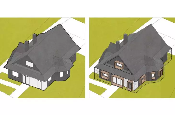 scheme of reconstruction of the block of a single-family house