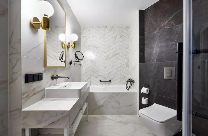 Interior of one of the bathrooms in a Junior Suite room 