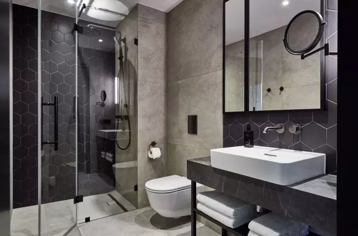 Bathroom in standard twin bedroom