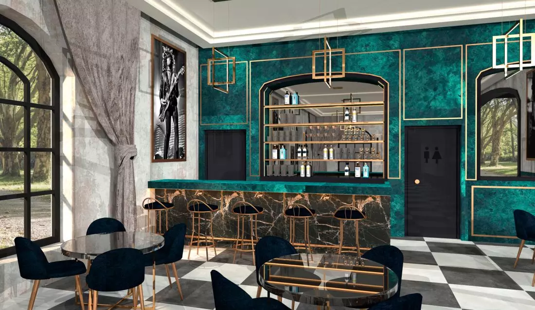  Pub z małą
sceną muzyczną, wizualizacja wnętrza