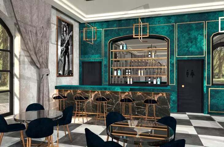 Pub with a small music stage