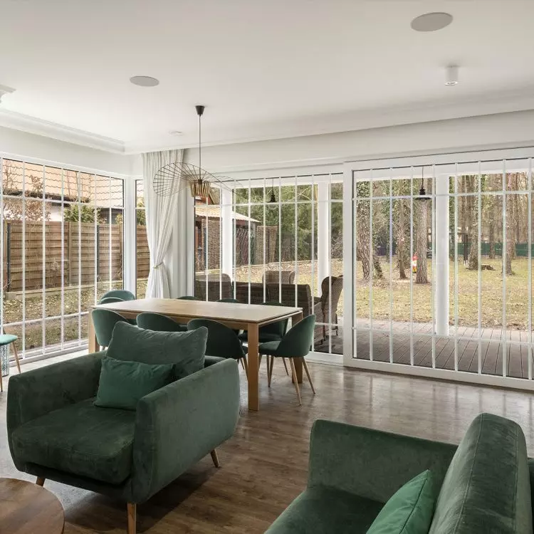 Windows with muntin bars make the interiors take on an original look and character