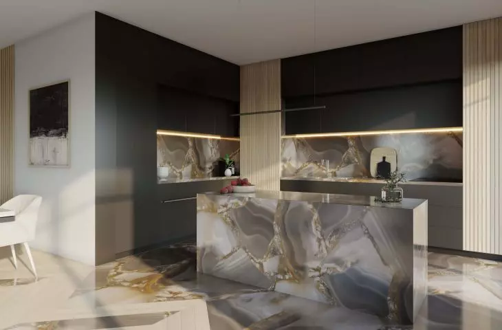 Orkana Apartments in Warsaw, kitchen of one of the apartments