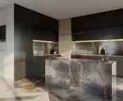 Orkana Apartments in Warsaw, kitchen of one of the apartments