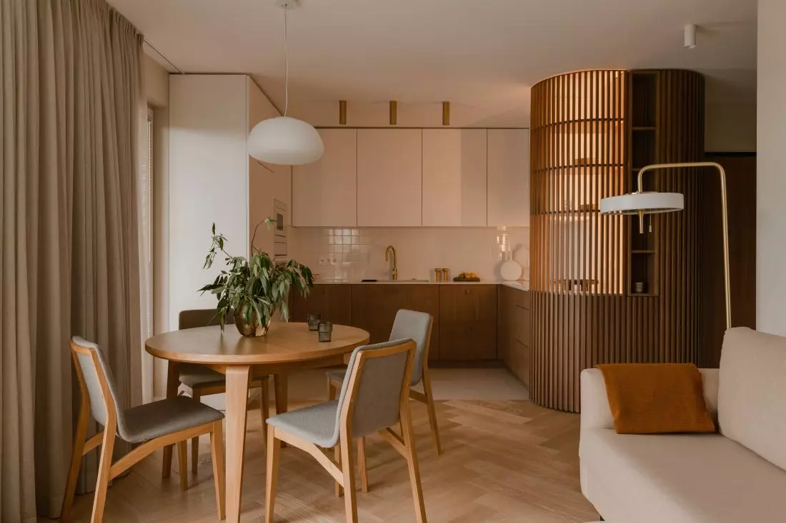 Krakowskie mieszkanie,
salon i kuchnia