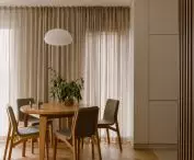 Sturdy wooden furniture reminiscent of the 1950s style